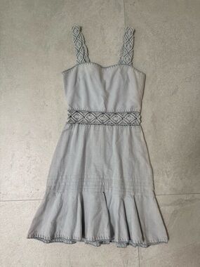 Jonathan Simkhai Light Gray Crochet-Trim Mini Dress